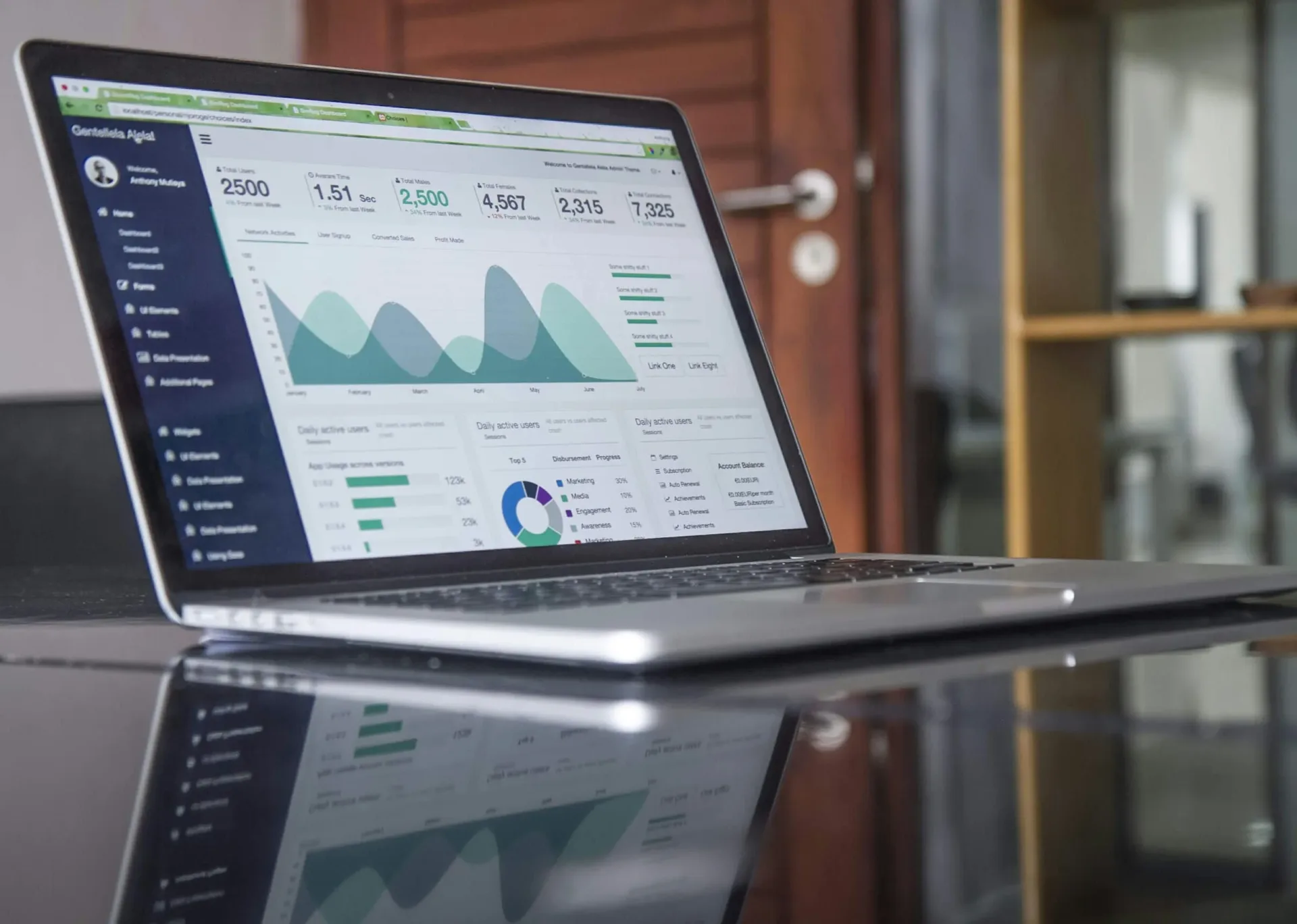 Analytics dashboard showing e-commerce performance charts and product revenue trends