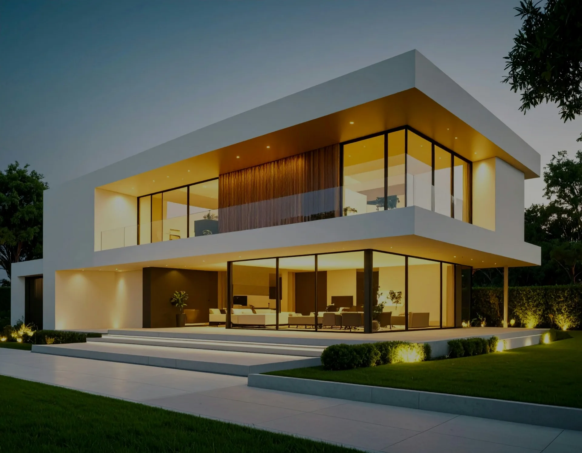 Contemporary residence at dusk, London