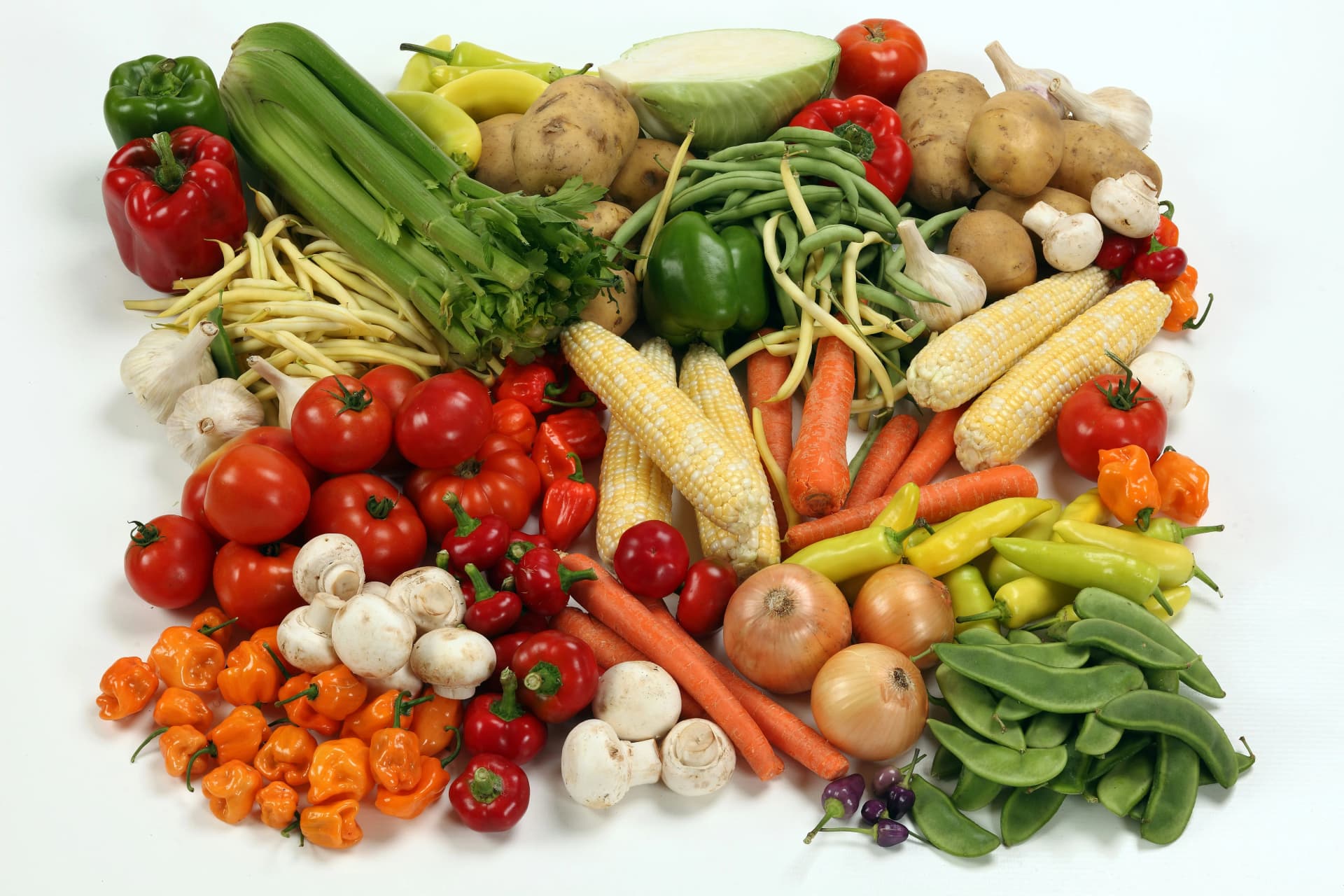 Mixed fresh vegetables for roasting and salads