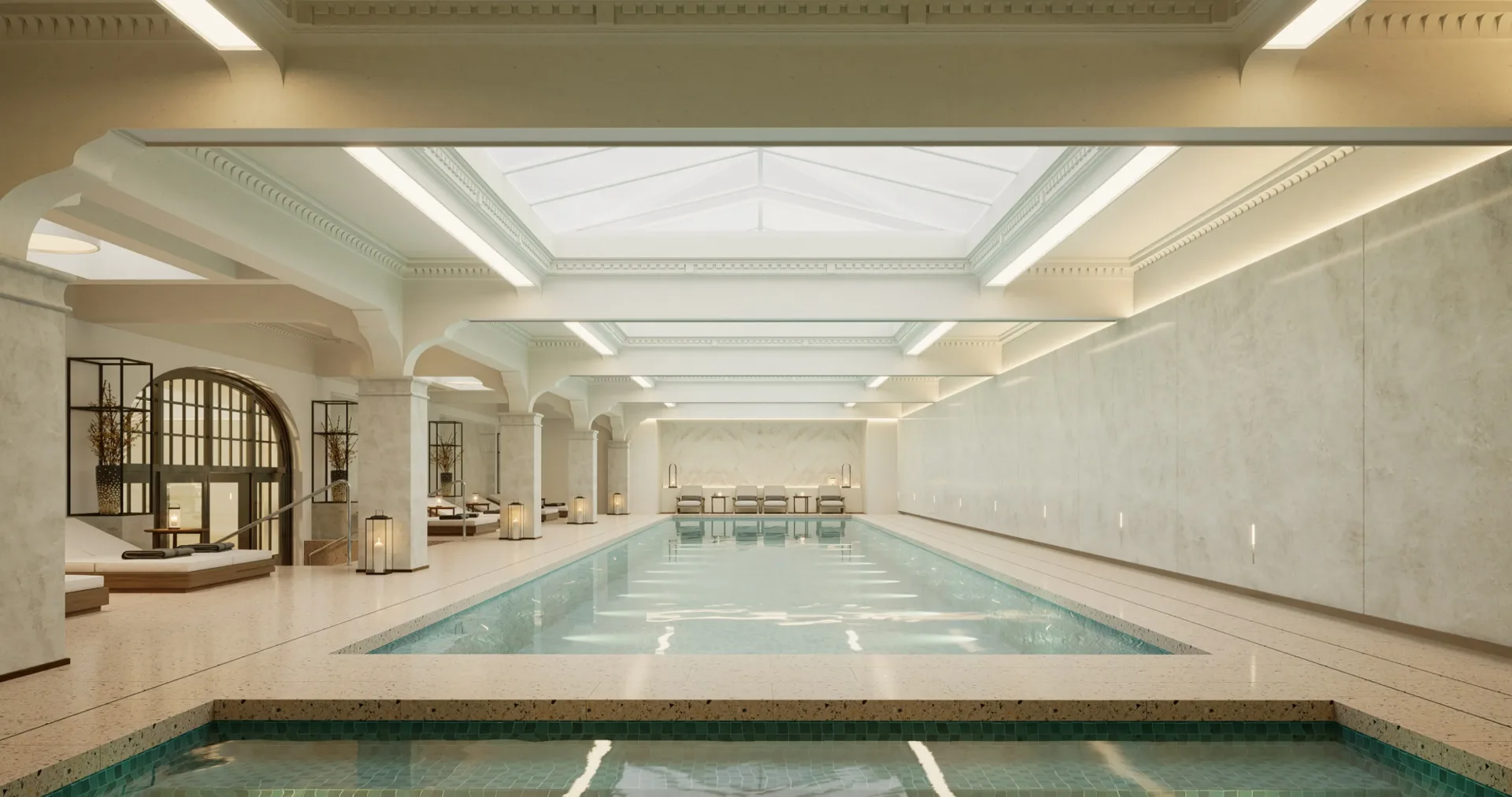 A warm indoor swimming pool ready for lessons