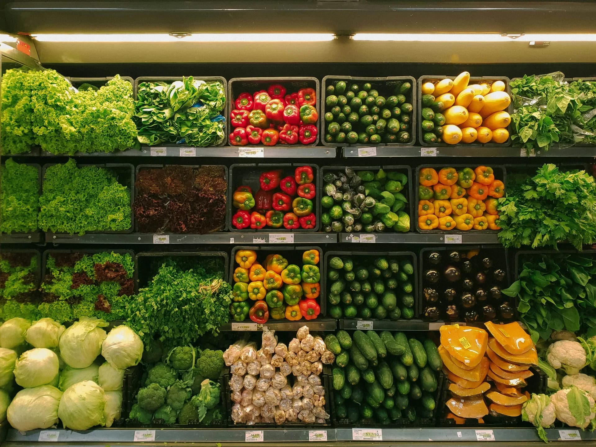 Fresh vegetables from a market stall arranged for delivery